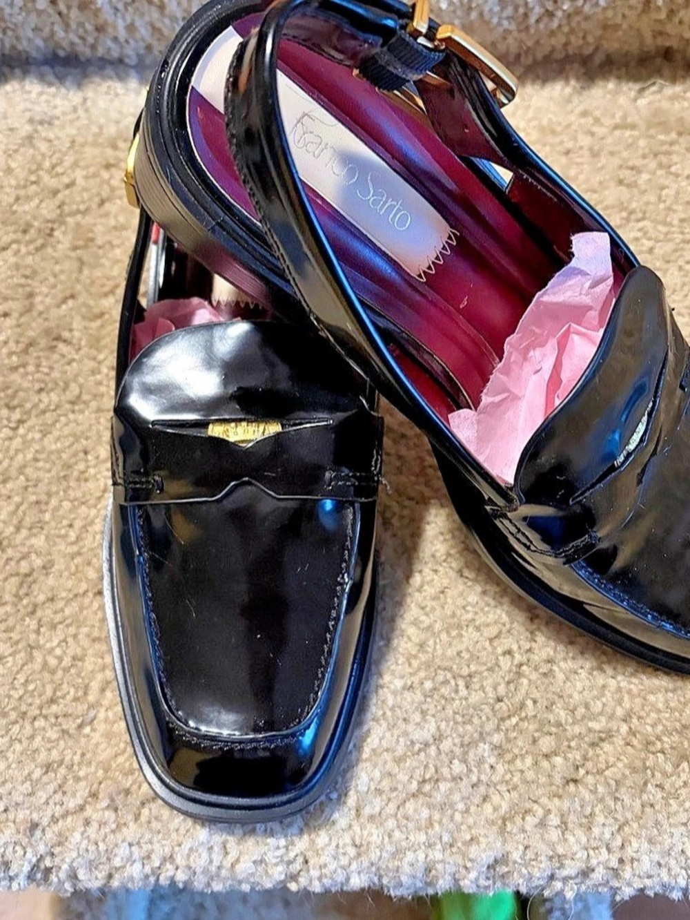 Franco Sarto (7) Giada Slingback Loafer Black Patent Loafer Flats